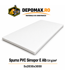 Placa rigida PVC Simopor E Alb 0.4 g/cm3, 5x2030x3050 mm Placa rigida PVC Simopor E Alb 0.4 g/cm3, 5x2030x3050 mm